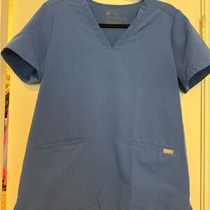 Figs Classic Blue V-Neck Scrub Top